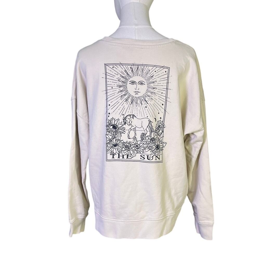 J.Crew The Sun Tarot Graphic Sweatshirt Size Large Ivory Oversized Re-Imagined - Picture 2 of 8